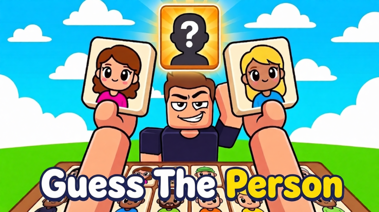 Guess The Person title art with secret face cards